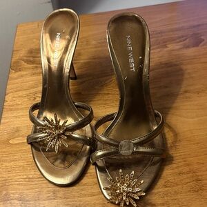 Nine West Metallic Gold Heeled Sandals